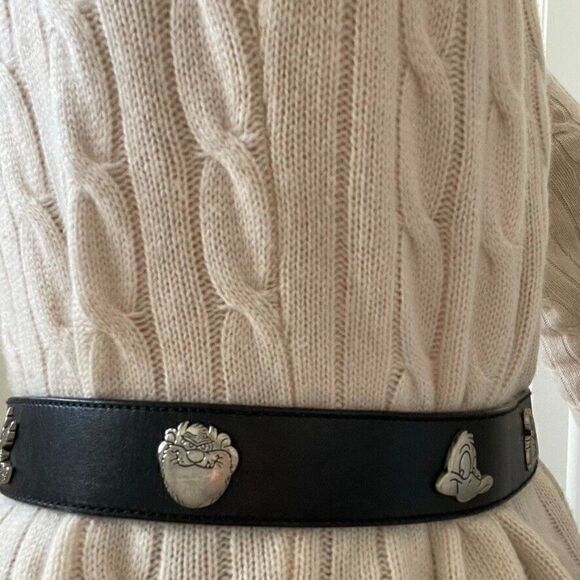 Vintage Womens Warner Bros Looney Toons Black Leather Cartoon Studded Belt Sz M main image 6